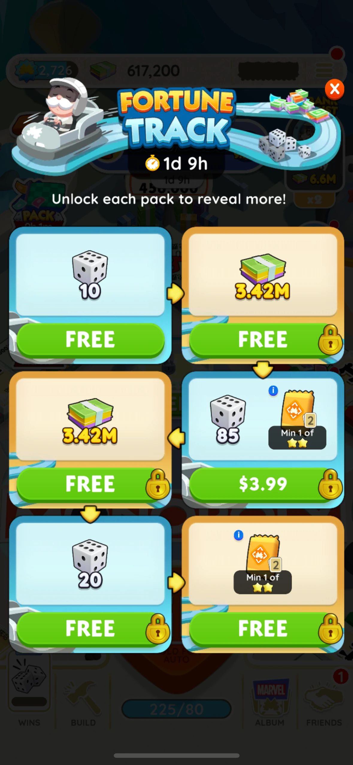 Complete the Albums and Sets to Get More Free Dice